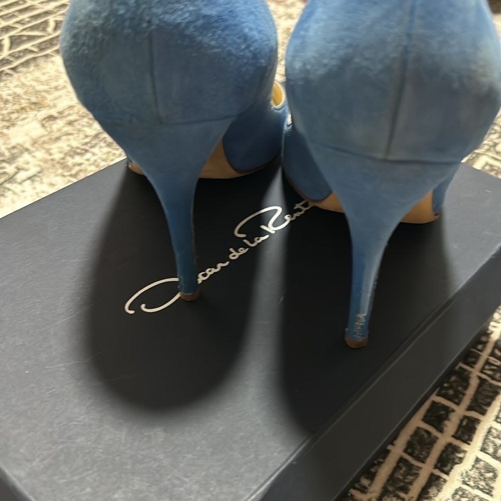 Oscar de la renta blue leather pump - Picture 4 of 16